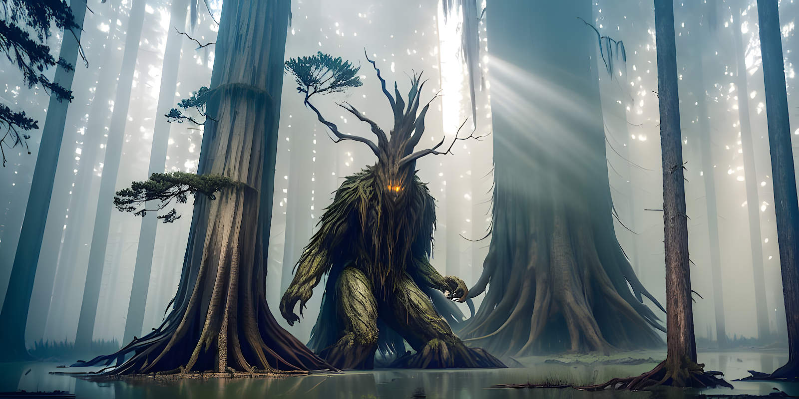 A massive treant responds to the party's arrival in Tolben's Grove